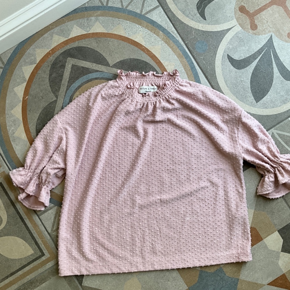 Madewell x Texture & Thread Clipdot Ruffle Top Size Small - Picture 3 of 7